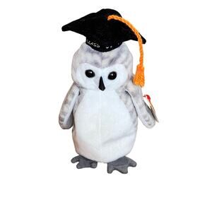 TY Beanie Baby Wiser the Owl Graduate Class of '99 with Heart Tag Graduation
